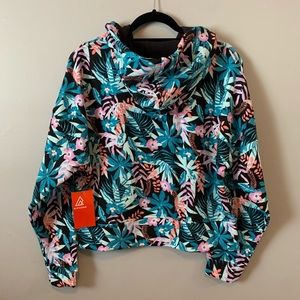 Ripzone black tropical cropped 1/4 zip hoodie NWT